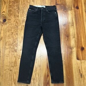 Agolde Nico high rise slim fit black jeans Size 24 NWT